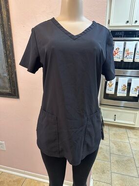 Scrubstar Black V-Neck Short Sleeve Nursing Top
